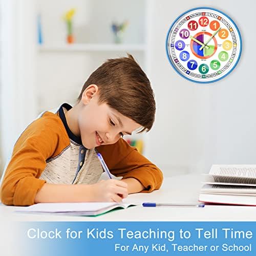 DORBOKER Learning Clock for Kids, Glow in The Dark Wall Clock for Bedroom, 12 Inch Silent Night Light Kids Wall Clock, Colorful Illuminated Telling Time Teaching Clock,Kids Room Decor - Image 5