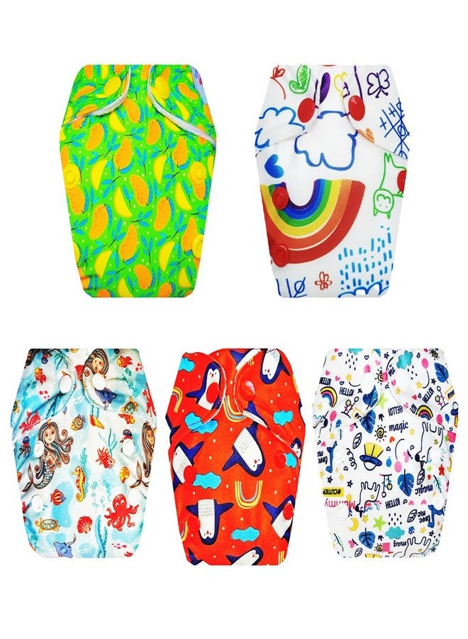 حفاضات قماشية فاخرة من دمبلدو للأطفال حديثي الولادة مع ماصة مدمجة (عبوة من 5) | ناعمة ولطيفة | قابلة لإعادة الاستخدام والغسل | أزرار كبس قابلة للتعديل | موثوق بها من قبل الأمهات | من 0 إلى 4 أشهر | للجنسين - Image 1