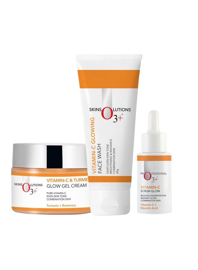 O3+ Vitamin C Overnight Skin Glow Facial Kit For All Skin Type (Vitamin C Face Wash 60G + Vitamin C Serum Glow 30G + Vitamin C Turmeric Glow Gel Cream 50G) - Image 2