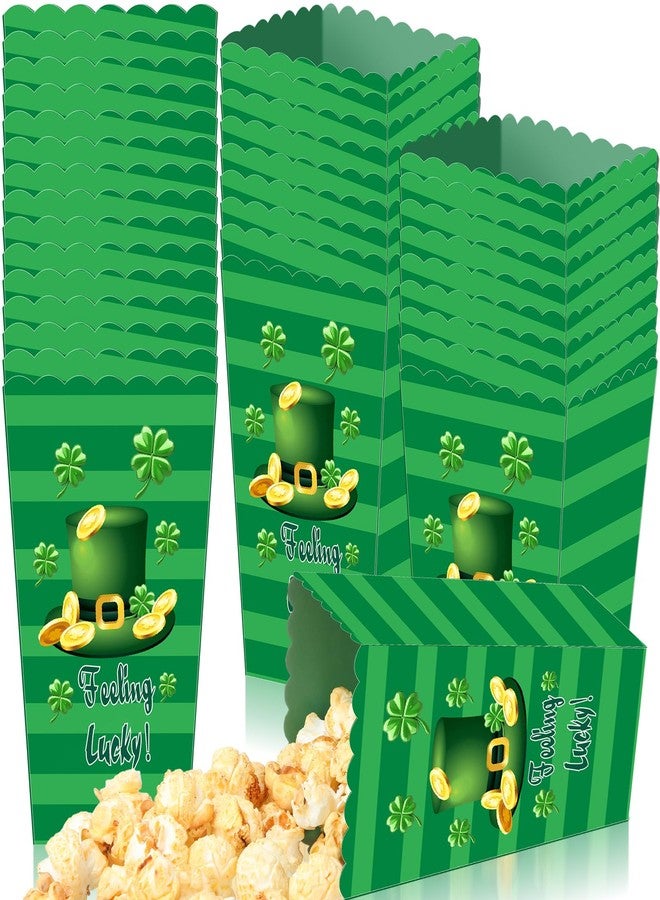 Tenceur 12 Pcs St. Patrick's Day Paper Popcorn Boxes Shamrock Mini Party Boxes Green St. Patrick's Day Treat for Irish Holiday Party Favors Decorations Goodie Candy Cookie Sweet Containers - Image 1