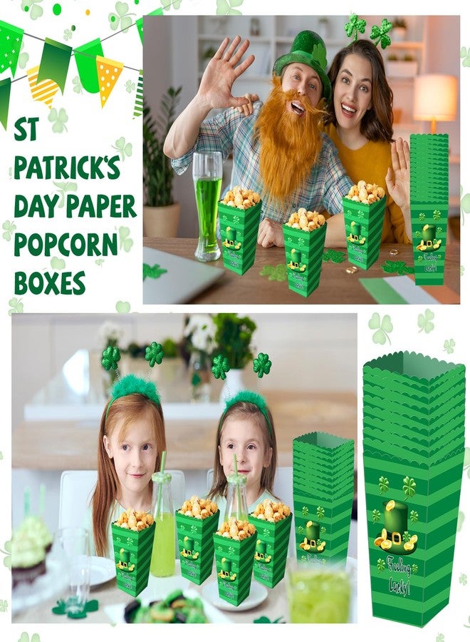 Tenceur 12 Pcs St. Patrick's Day Paper Popcorn Boxes Shamrock Mini Party Boxes Green St. Patrick's Day Treat for Irish Holiday Party Favors Decorations Goodie Candy Cookie Sweet Containers - Image 4
