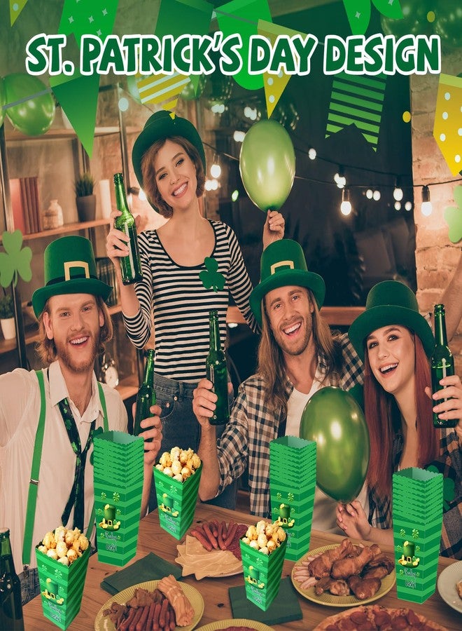 Tenceur 12 Pcs St. Patrick's Day Paper Popcorn Boxes Shamrock Mini Party Boxes Green St. Patrick's Day Treat for Irish Holiday Party Favors Decorations Goodie Candy Cookie Sweet Containers - Image 5