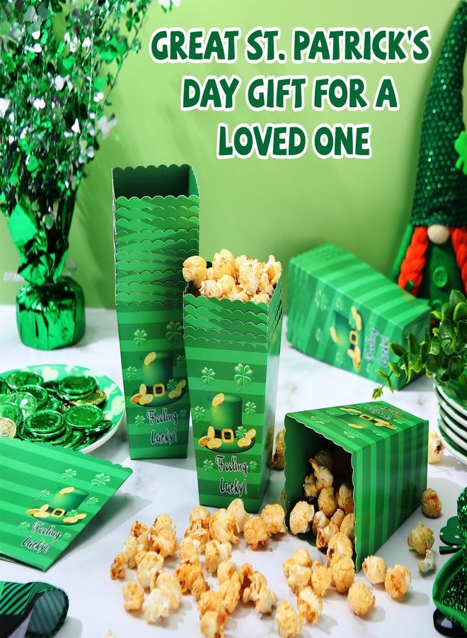 Tenceur 12 Pcs St. Patrick's Day Paper Popcorn Boxes Shamrock Mini Party Boxes Green St. Patrick's Day Treat for Irish Holiday Party Favors Decorations Goodie Candy Cookie Sweet Containers - Image 3