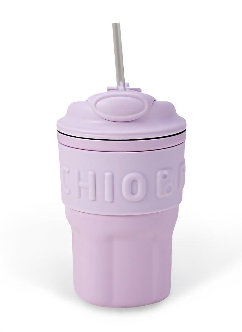 15oz Leak  Proof Steel Vacuum Insulated Coffee Mug Tumbler with Flip Lid and Straw Mouth Plug Lock, Double-Layer Insulation, Silicone anti-slip bottom，Carrying rope for easy carrying（purple) - pzsku/Z7759FB83ADFAD7CFFAE5Z/45/_/1732965273/fd6a7e12-6da3-48a7-a49b-d417b6b696ca