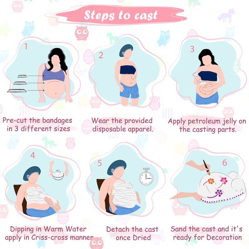 Crawl Story Belly Casting Kit for Pregnant Women | Complete DIY Keepsake with Plaster Cloth Roll, 12 Acrylic Paints, Sparkles, Crystals & Hanging Hardware | Baby Shower Gift, Deluxe Paint Casting Kit - Image 5