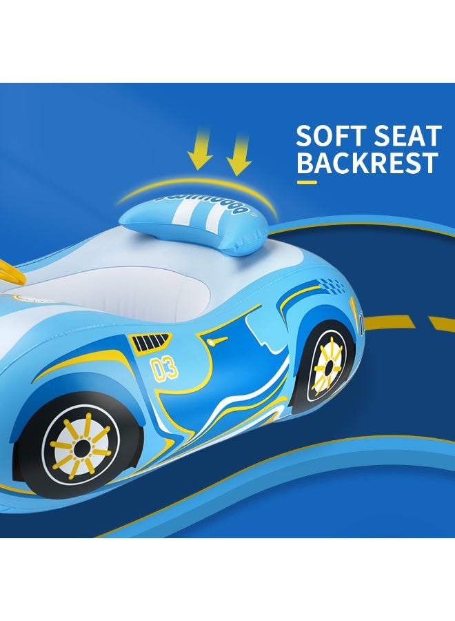 سويمبوبو عوامة سباحة للأطفال قابلة للنفخ مع مظلة واقية من الشمس للأطفال من سن 3 سنوات فما فوق - سيارة زرقاء - Image 5