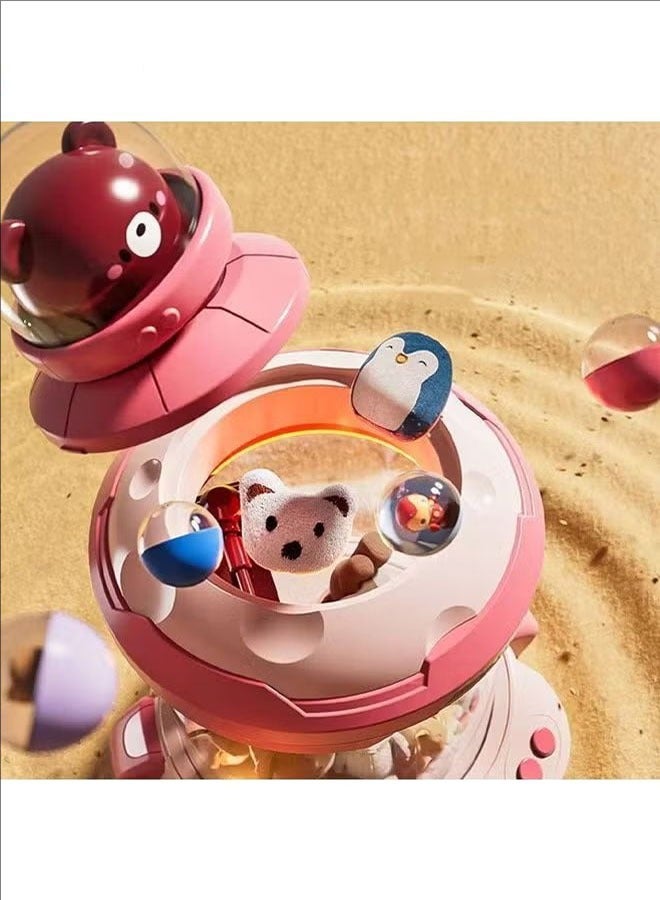 Children Mini Claw Machine Toys Cartoon Rocket Automatic Coin Operated Play Game Arcade Crane Doll Machines,Pink - Image 2