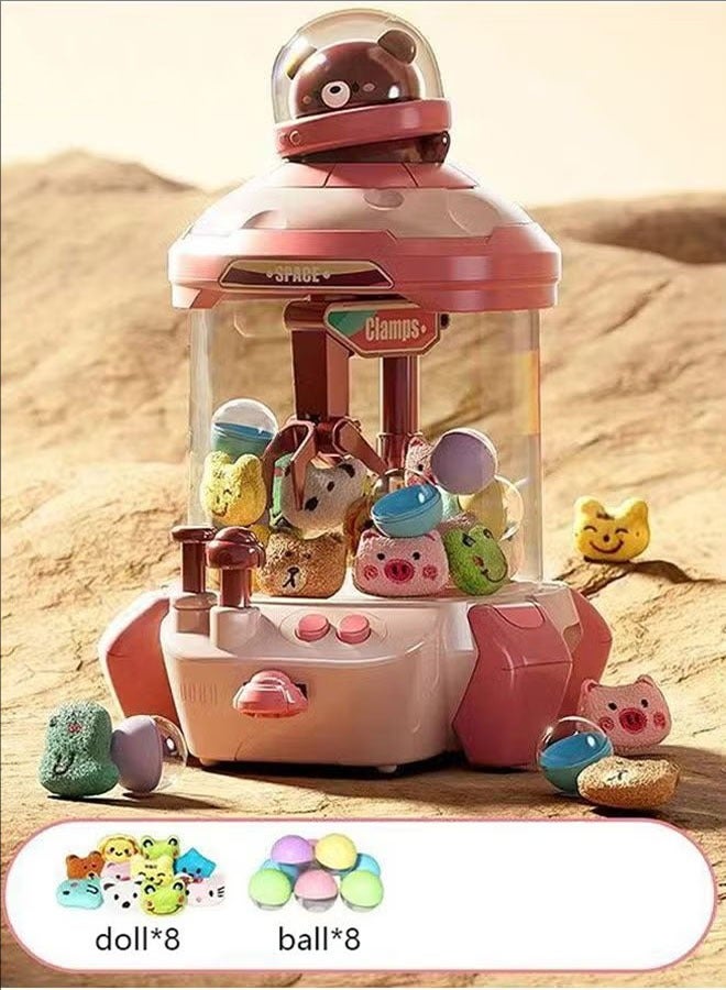 Children Mini Claw Machine Toys Cartoon Rocket Automatic Coin Operated Play Game Arcade Crane Doll Machines,Pink - Image 1