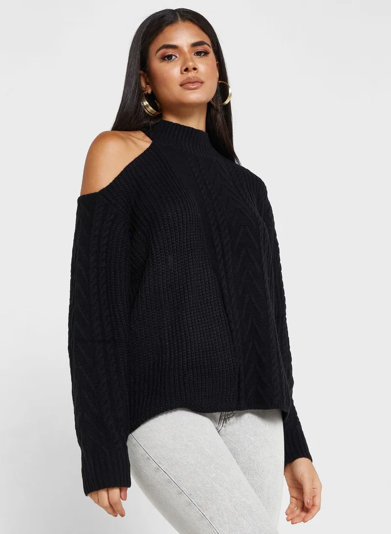 ELLA Sweater With One Shoulder Cut Out