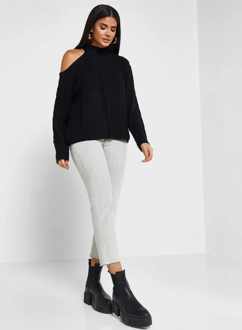 ELLA Sweater With One Shoulder Cut Out