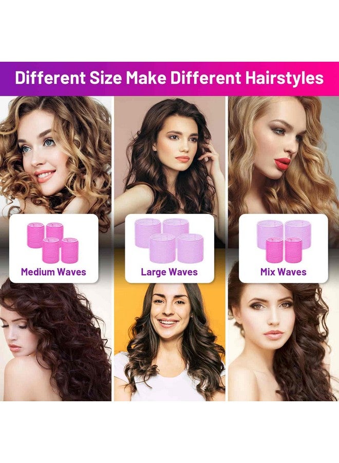 shynek Self Grip Hair Rollers Curlers 16 Pcs Set With 8Pcs Heatless Hair Rollers 2 Sizes (4 Jumbo & 4 Large) And 8 Pcs Hair Clips For Long Medium Short Thick Fine Thin Hair Volume - Image 4