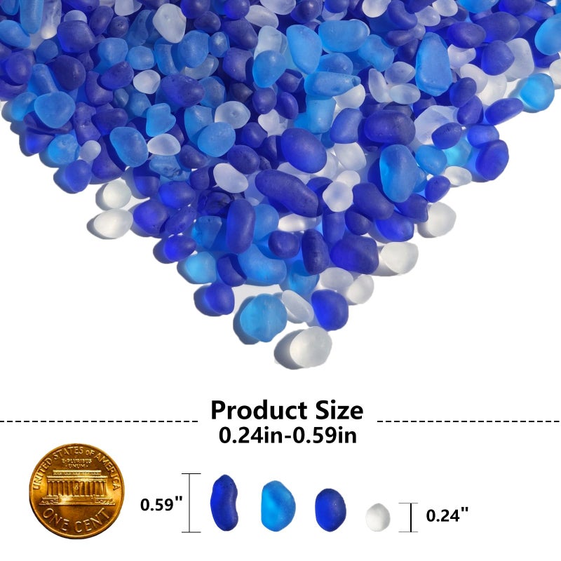 QYGL Sea Glass Stones - 0.9LB Frosted Glass Pebbles Gemstones - Perfect for Aquarium Rocks, Fish Tank Gravel, Vase Fillers, DIY Crafts, and Home Decor (Cobalt Blue, Aquamarine, White) - Image 3