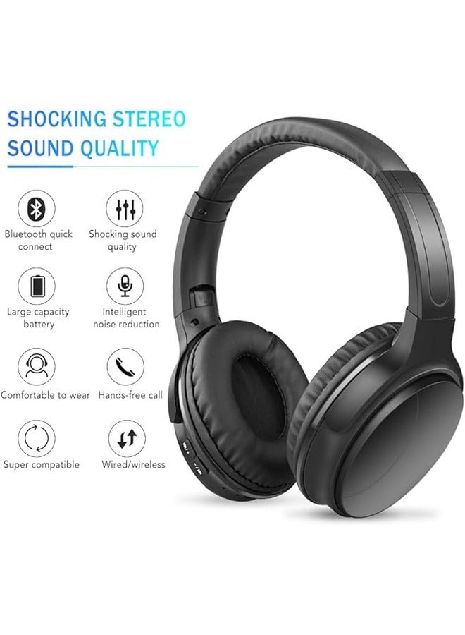 سودو سماعات رأس لاسلكية على الأذن، سماعات رأس بخاصية إلغاء الضوضاء النشطة بلوتوث 5.0، سماعات رأس لاسلكية بميكروفون مدمج، تعمل مع الهواتف وأجهزة الكمبيوتر والكمبيوتر اللوحي - Image 1