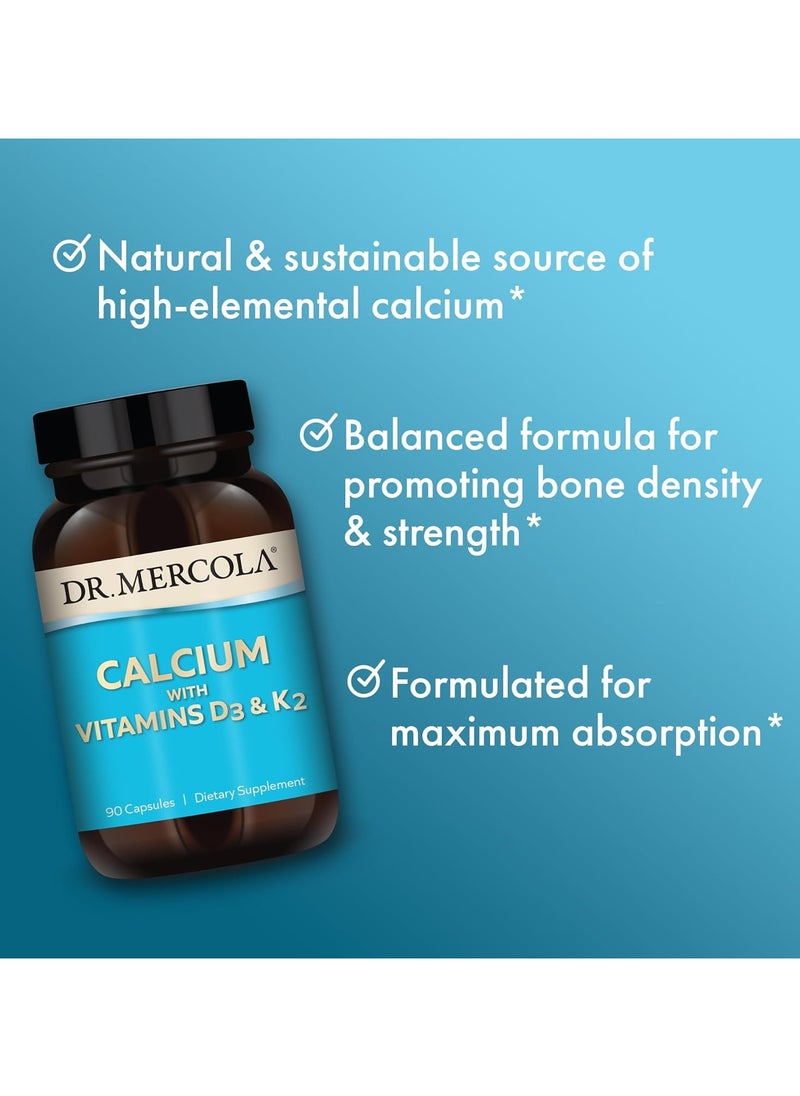 Dr. Mercola - Calcium with Vitamins D3 & K2, 90 Capsules, Dietary Supplement - Image 1