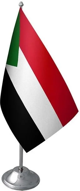 ساترنديزاين Table Top Sudan Flag Chrome Pole Table Flag Set