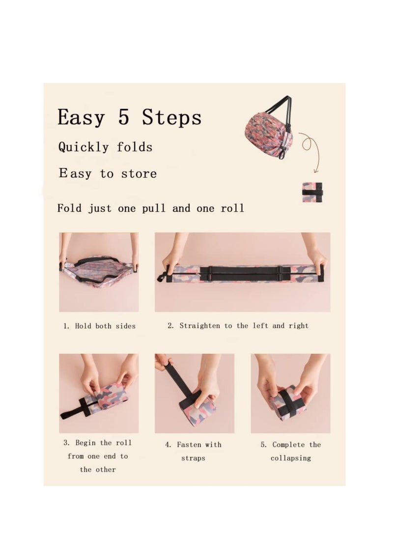 Reusable Shopping Bags, 2 PCS Large Capacity Reusable Grocery Bags, Portable Foldable Grocery Storage Tote, Waterproof Oxford Cloth Duffle for Shop for Daily Commuting, Shopping, Camping, Traver - Image 5