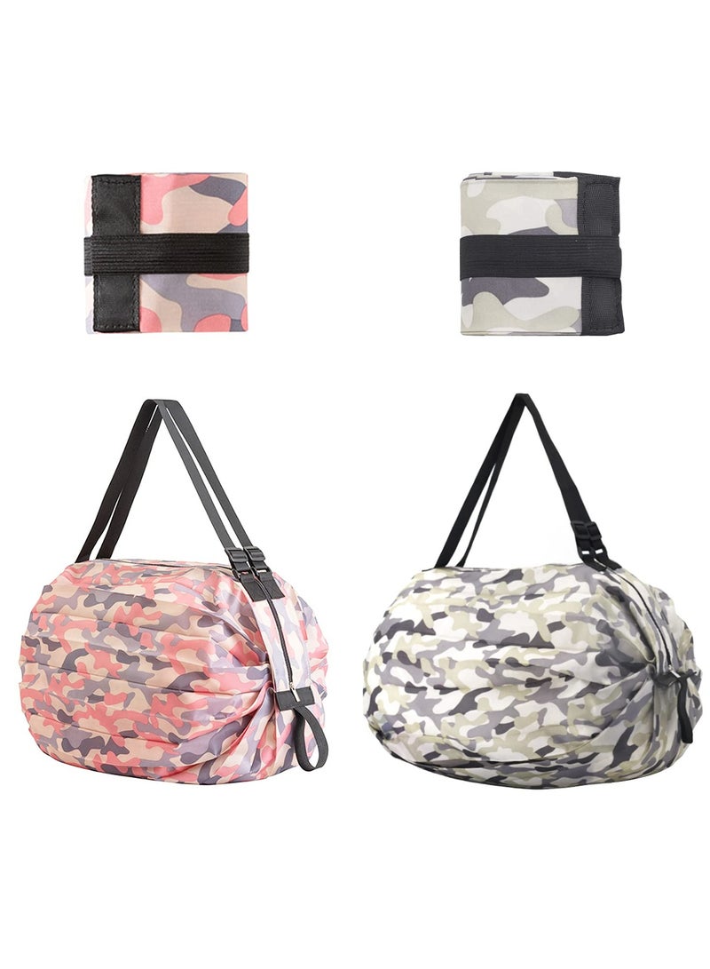 Reusable Shopping Bags, 2 PCS Large Capacity Reusable Grocery Bags, Portable Foldable Grocery Storage Tote, Waterproof Oxford Cloth Duffle for Shop for Daily Commuting, Shopping, Camping, Traver - Image 1