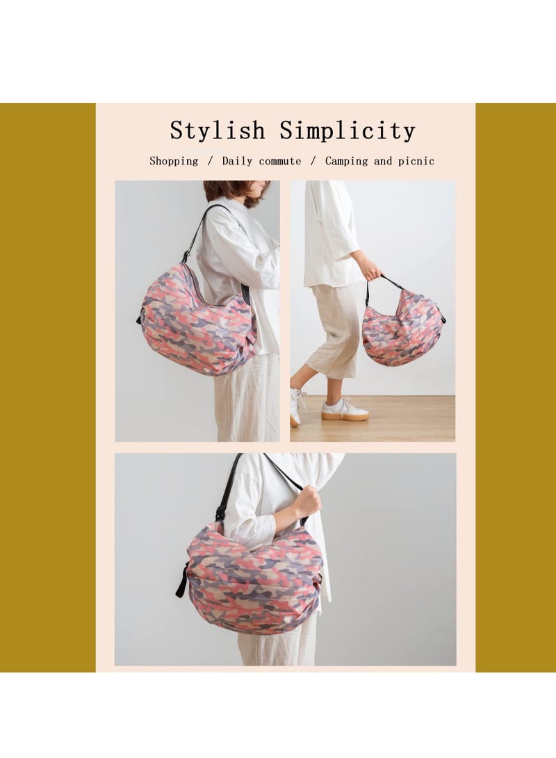 Reusable Shopping Bags, 2 PCS Large Capacity Reusable Grocery Bags, Portable Foldable Grocery Storage Tote, Waterproof Oxford Cloth Duffle for Shop for Daily Commuting, Shopping, Camping, Traver - Image 4