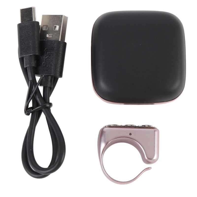 Bluetooth Scrolling Ring Rose Pink Wearable Remote Control - 12-Hour Battery Life Bluetooth Page Turner for Treadmill Short Video Kindle APP Selfie - Image 1