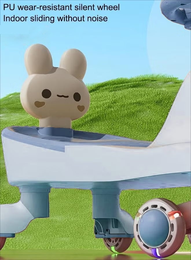 Ride On Toys,Can sit on anti rollover baby toy, slide bike, swing bike,Children's Swing Car With Music And Lighting Children's Toys Raise The Backrest Height Push Handle With Guardrail Anti Rollover Suitable For Children Aged 1-6 Boys And Girls - Image 5