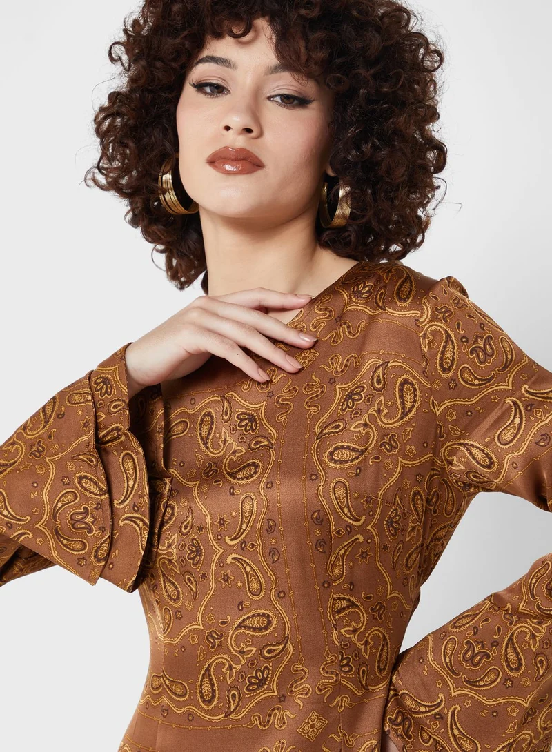 Never fully Dressed Flute Sleeves Bandana Dress