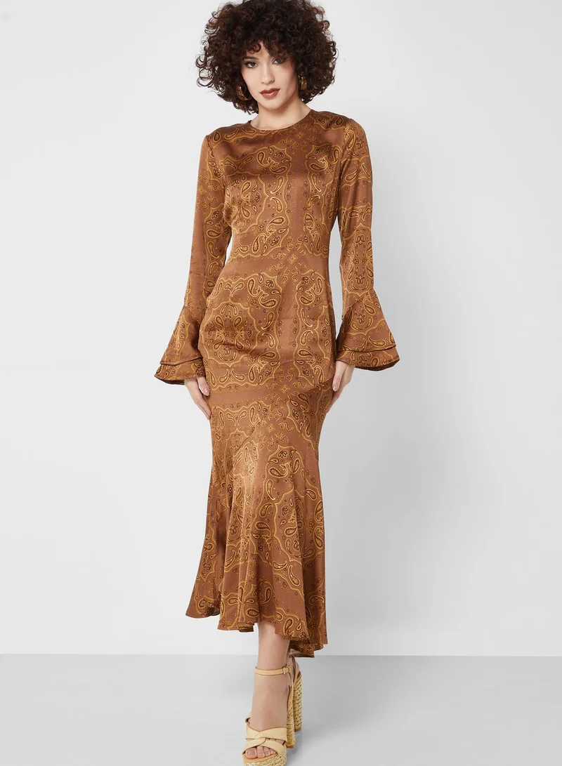 Never fully Dressed Flute Sleeves Bandana Dress