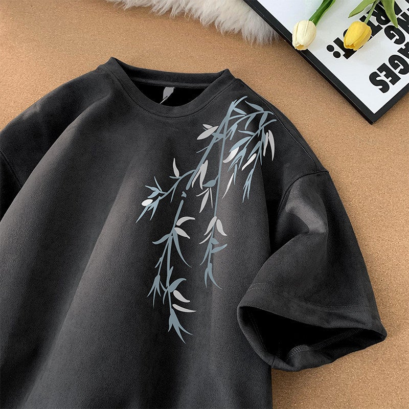 2024 Short-Sleeved T-Shirt Men'S Loose Round Neck Fashionable Printed Trendy Brand All-Match T-Shirt Top Half-Sleeved Ins - Image 2