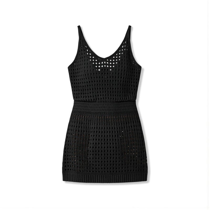 Crochet Swim Cover Up Knit Hollow Out Beach Dress S White Soft Summer Sleeveless - Image 1