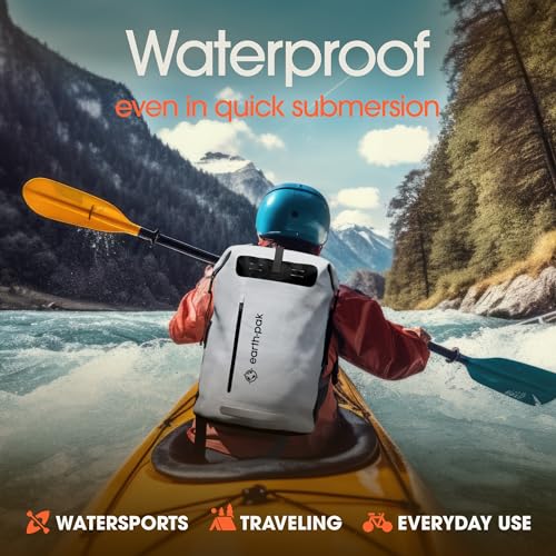 Earth Pak Waterproof Backpack - Heavy Duty Hiking Backpack - Roll-Top Closure Bag - Cushioned Dry Bag Waterproof Phone Case - Image 3