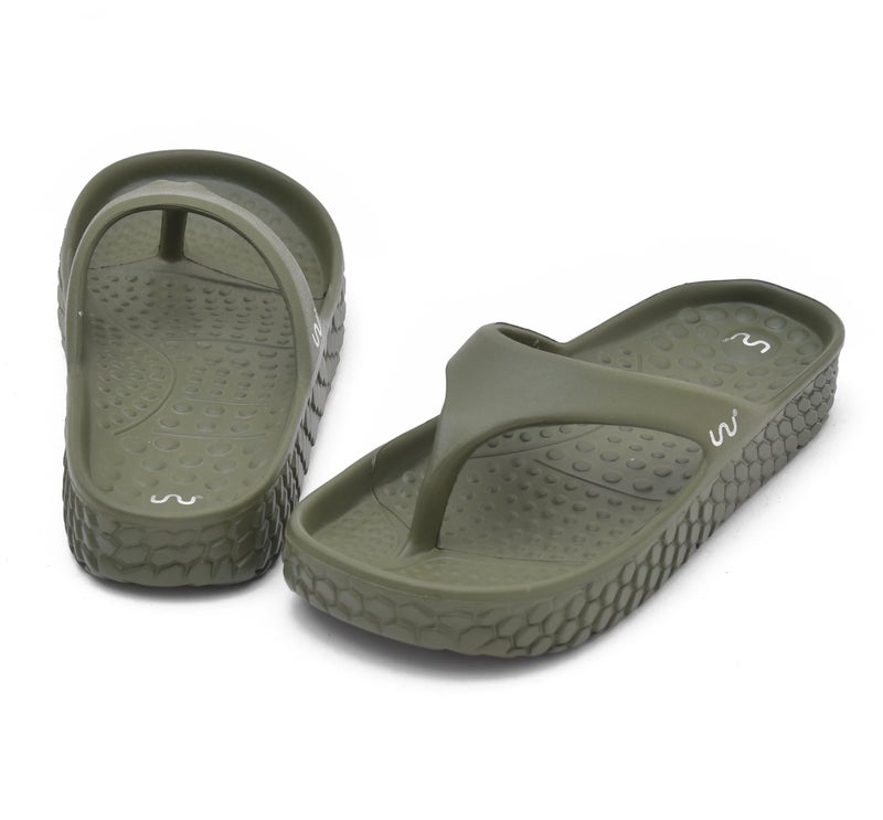doubleu Recovery Slipper|Soft Doctor Anti-Skid Slipper for Women|Kyoto|Slides, Flip-Flops, Chappals|For Ladies and Girls(6,Olive+Green) - Image 3