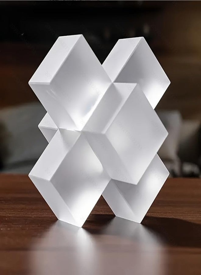 BAHUJIDA Modern Minimalist Crystal Cross Geometric Statues Ornaments - Versatile Indoor Decor, Perfect for Family and Friends Gifting, Festival Home Decorations (White) - Image 1