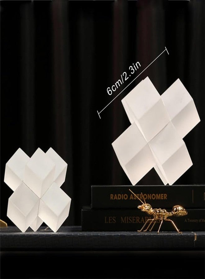 BAHUJIDA Modern Minimalist Crystal Cross Geometric Statues Ornaments - Versatile Indoor Decor, Perfect for Family and Friends Gifting, Festival Home Decorations (White) - Image 3