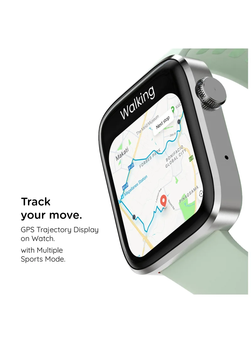Pebble Cosmos Prime 1.91" IPS Display (600 Nits), Wireless Charging Smartwatch for Men & Women, 50+ Sports Mode, IP67 Water Resistance, Compatible with Android & iOS, 260mAH Battery - Mint Green