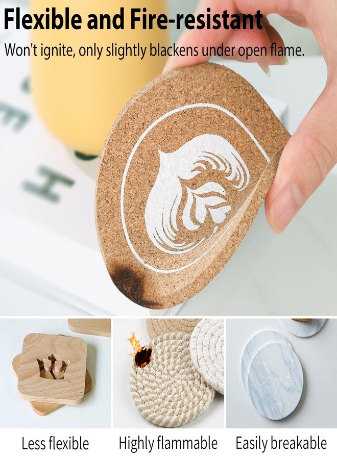 LveSunny Cork Coasters Set of 3, 4"" Drink Coasters, Plant Coasters, Hot Pads for Coffee Table, Bar, Desk, Kitchen, Home Essentials, Cute Coasters for Desk, Burlywood - Image 2