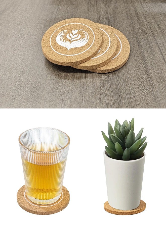 LveSunny Cork Coasters Set of 3, 4"" Drink Coasters, Plant Coasters, Hot Pads for Coffee Table, Bar, Desk, Kitchen, Home Essentials, Cute Coasters for Desk, Burlywood - Image 1