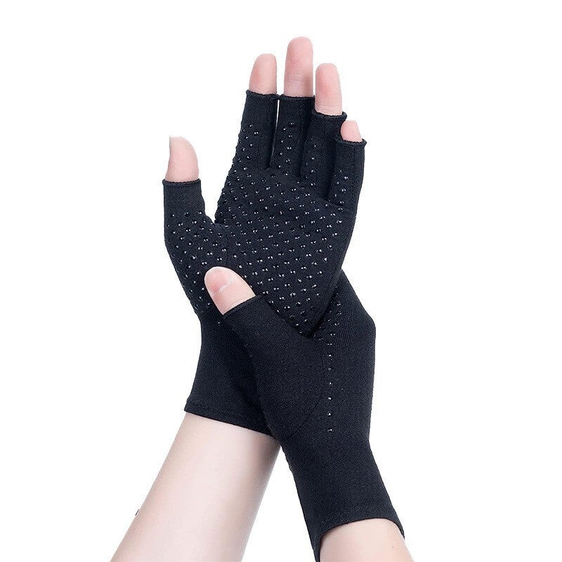 Outdoor Half-Finger Compression Gloves for Cycling black thick dot 