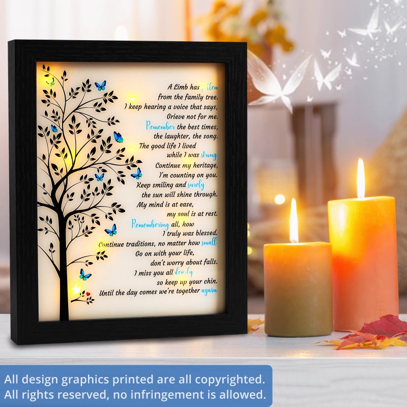 Fabuday Memorial Gifts LED Shadow Box - Sympathy Gift for Loss of Mother Mom Father Dad  Bereavement Gifts Ideas in Memory of Loved One Gifts  Condolences Rememberance Grief Funeral Gifts  Butterfly Tree - Image 2