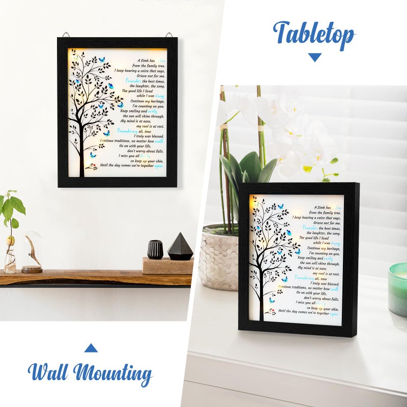 Fabuday Memorial Gifts LED Shadow Box - Sympathy Gift for Loss of Mother Mom Father Dad  Bereavement Gifts Ideas in Memory of Loved One Gifts  Condolences Rememberance Grief Funeral Gifts  Butterfly Tree - Image 5
