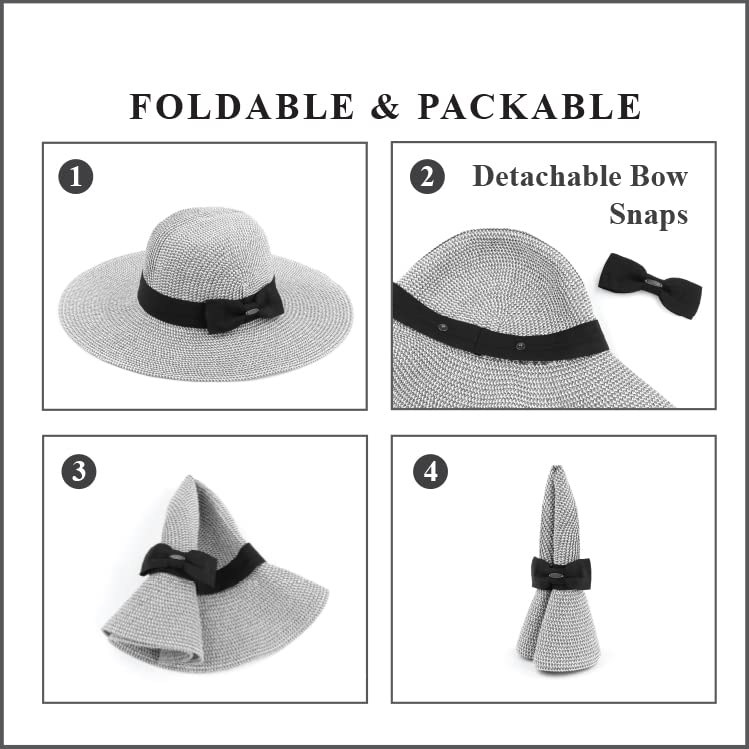 Funky Junque Foldable Straw Sunhat - Black Multi - Image 2