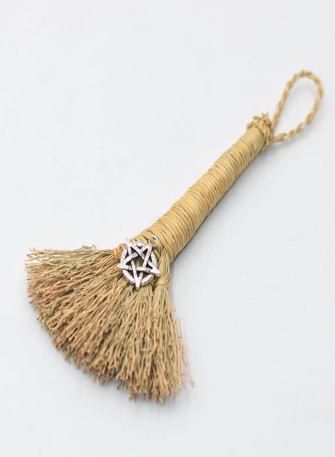 Amitofo Witch Wiccan Altar Broom with Crystal and Triple Moon Symbol for Energy Cleansing Altar Decoration (Pentagram) - Image 2
