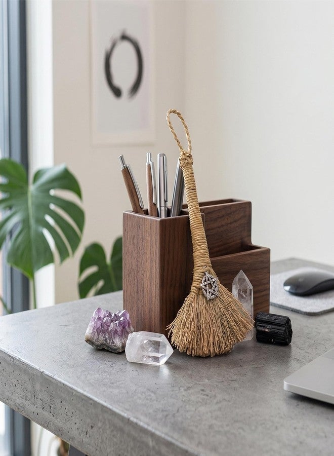 Amitofo Witch Wiccan Altar Broom with Crystal and Triple Moon Symbol for Energy Cleansing Altar Decoration (Pentagram) - Image 4
