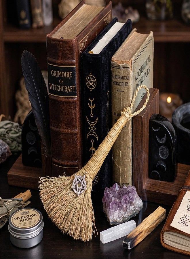 Amitofo Witch Wiccan Altar Broom with Crystal and Triple Moon Symbol for Energy Cleansing Altar Decoration (Pentagram) - Image 5