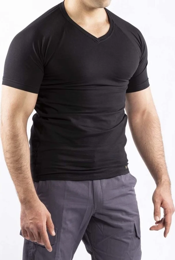 VAV Wear Tactical Outdoor Casual T-Shirt Men's Short Sleeve Cotton Elastane Flexible Sweat Absorbent TTHIN03