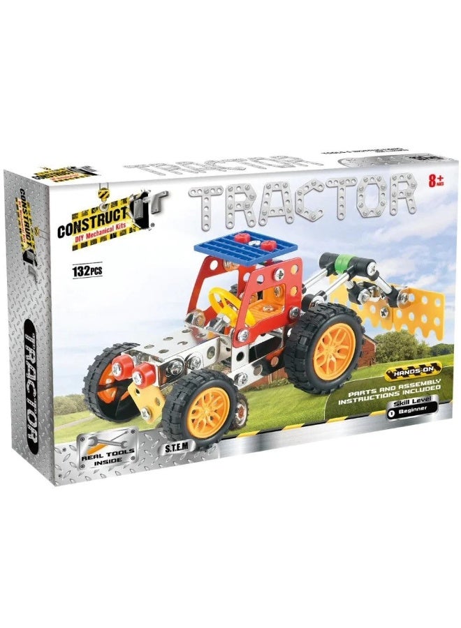 Construct It! Tractor Metal Model Kit, STEM Engineering Toy, 132 Pieces, Ages 8+ - Image 2