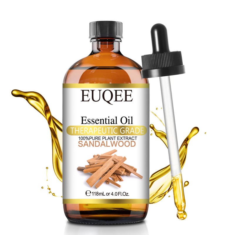 EUQEE Sandalwood Essential Oil(4 oz/118 ml) Sandalwood Oil Oil with Glass Dropper, Great for Diffusers, Soap & Candle Making - Image 1
