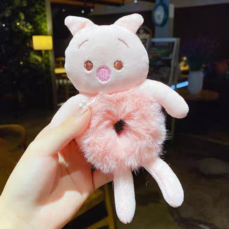 Generic Baowao Bear Hair Loop 2023 New Cute Plush Bear Tie-up Rope Womens Internet Celebratory Cartoon Hair Rope Pontail Rubber Tendon 26 Pink Bear