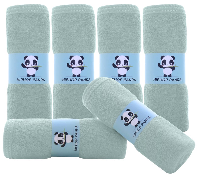 HIPHOP PANDA HIPHOP PANDA Baby Washcloths Rayon Made from Bamboo 2 Layer Ultra Soft Absorbent Newborn Bath Face Towel Reusable Baby Wipes for Delicate Skin Green 6 Pack 