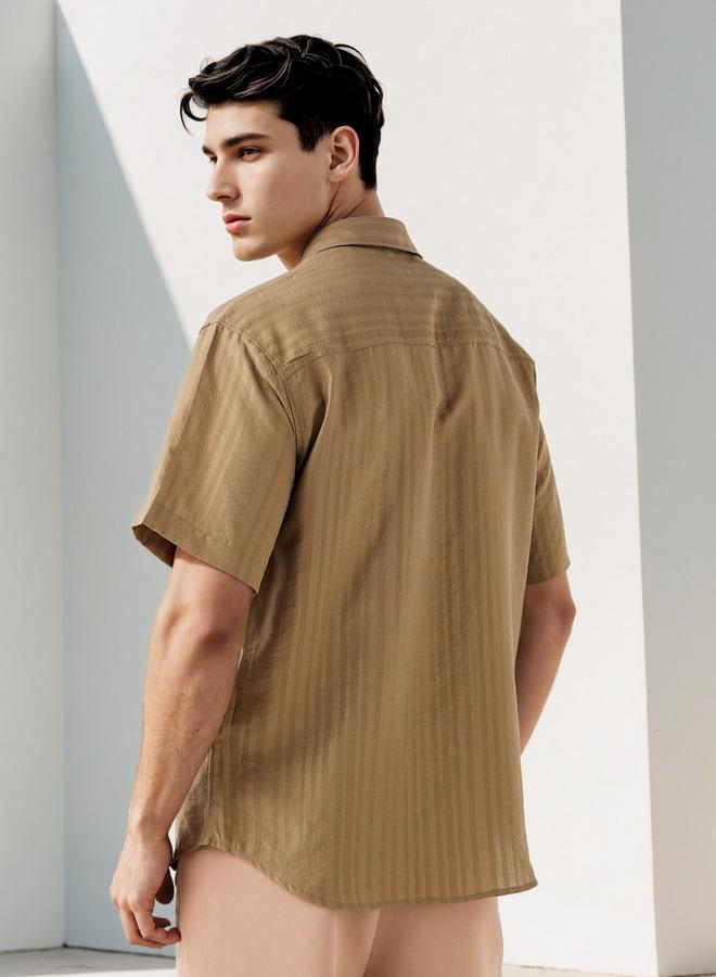 ايكونيك قميص مخطط بقصة صندوقية مع جيب على الصدر - Image 3