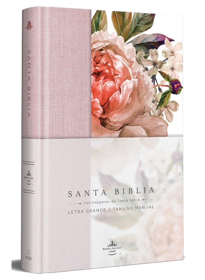 بيبليا رينا فاليرا 1960 خط كبير. غلاف صلب، قماش وردي مزخرف بالزهور، حجم يدوي - Image 1