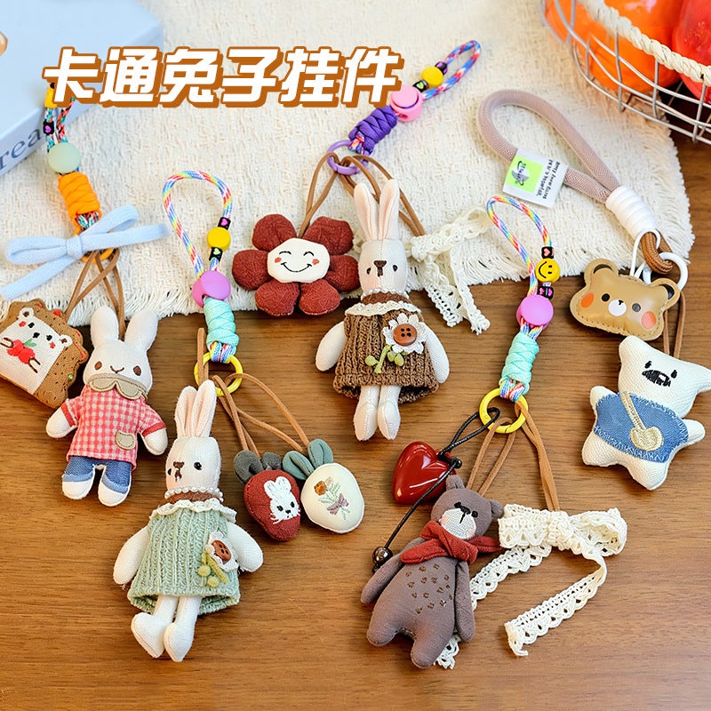 Handmade Cute Rabbit Plush Keychain, Forest Style, Bag Charm - Image 2